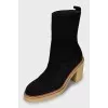 Suede high top ankle boots