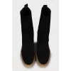 Suede high top ankle boots
