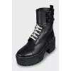 Leather boots with high soles