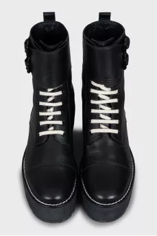 Leather boots with high soles
