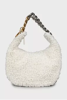 Hobo bag made of artificial sheepskin