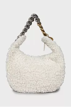 Hobo bag made of artificial sheepskin