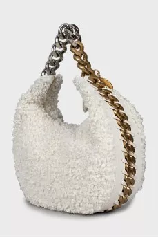 Hobo bag made of artificial sheepskin
