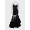 Dress with straps and tulle hem