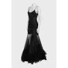Dress with straps and tulle hem