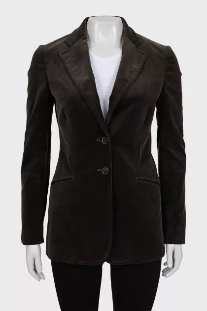 Velour jacket in green