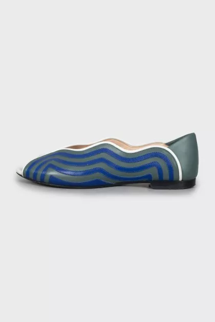 Leather open toe ballet flats