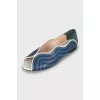 Leather open toe ballet flats