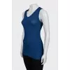 Long blue ribbed tank top