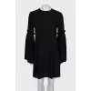A-line dress with draped sleeves
