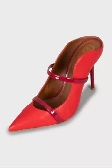 Red stiletto mules