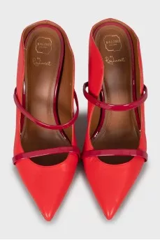 Red stiletto mules
