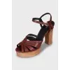Leather sandals with wooden soles