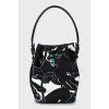 Fabric bucket bag with tag
