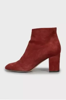 Suede ankle boots with block heel