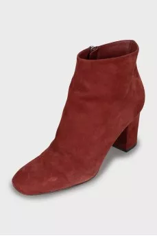 Suede ankle boots with block heel