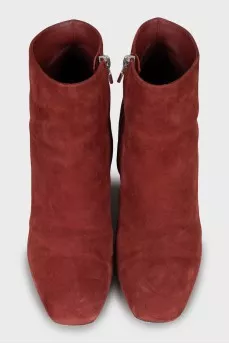 Suede ankle boots with block heel