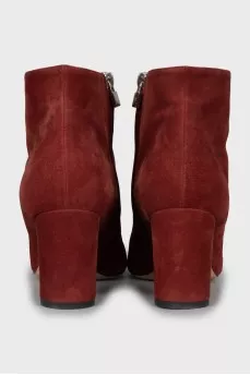 Suede ankle boots with block heel