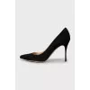 Suede high heel pumps