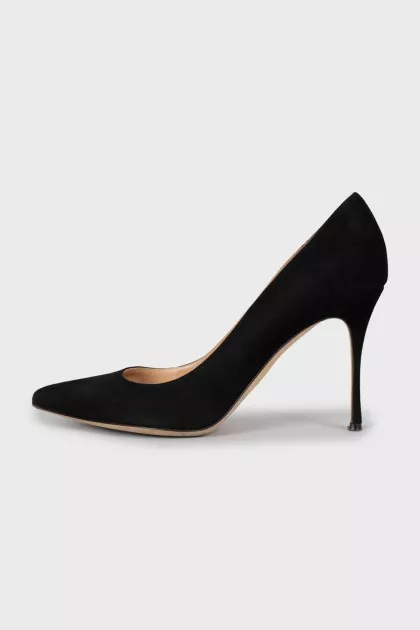Suede high heel pumps