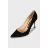 Suede high heel pumps