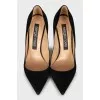 Suede high heel pumps