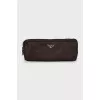 Brown textile cosmetic bag