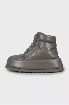 Gray boots with a massive sole