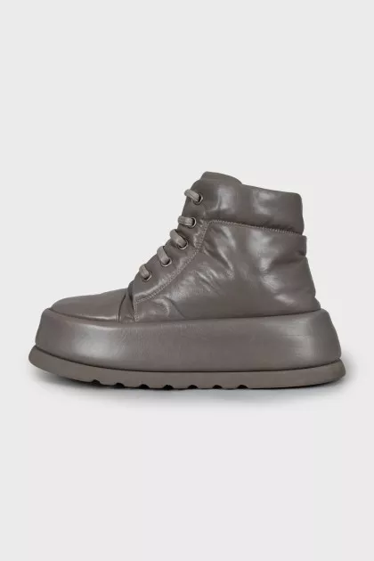 Gray boots with a massive sole