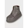 Gray boots with a massive sole