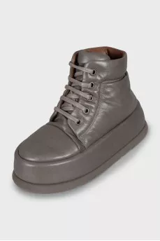 Gray boots with a massive sole
