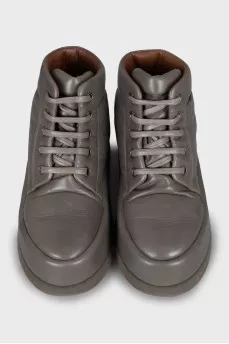 Gray boots with a massive sole