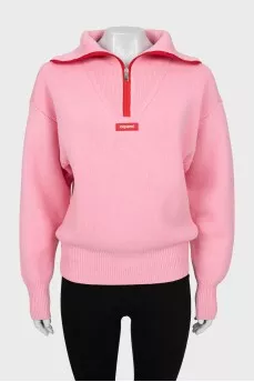 Wool sweater with zipper