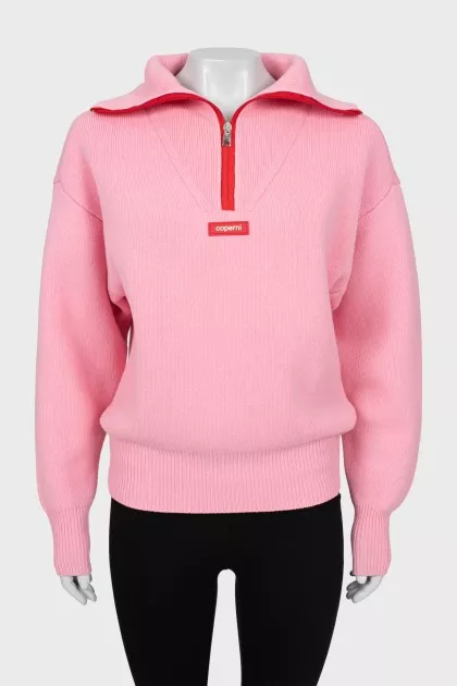 Wool sweater with zipper