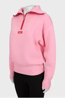 Wool sweater with zipper
