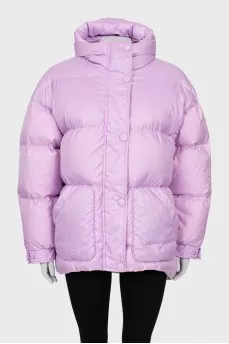 Oversized down jacket in purple cut
