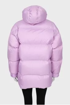 Oversized down jacket in purple cut