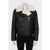 Short sheepskin coat made of artificial leather