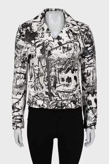 Leather jacket with print