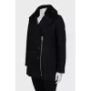 Black coat with sheepskin collar