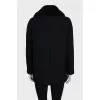 Black coat with sheepskin collar