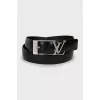 Men's leather belt with silver buckle