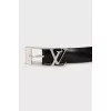 Men's leather belt with silver buckle