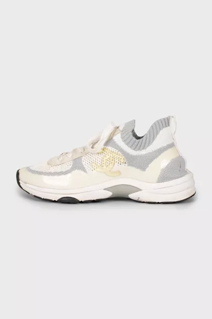 Textile sneakers with brand logo