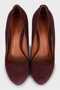 Suede shoes with studded heels