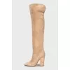 Suede over the knee boots with heels