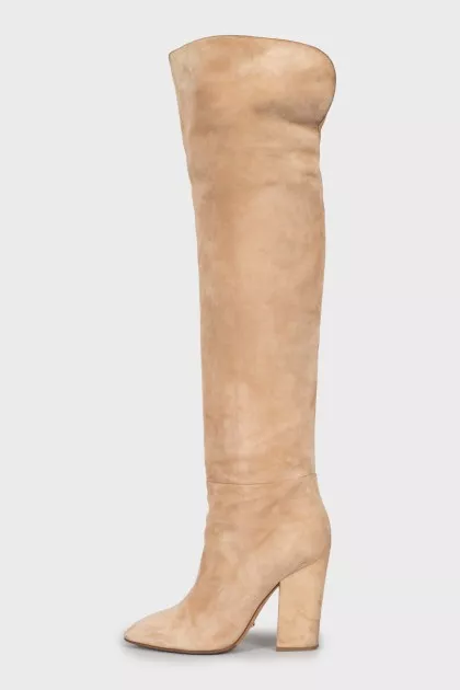 Suede over the knee boots with heels