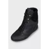 Leather boots with signature monogram