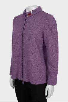 Purple cardigan with collar decoration