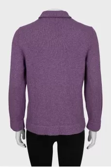 Purple cardigan with collar decoration